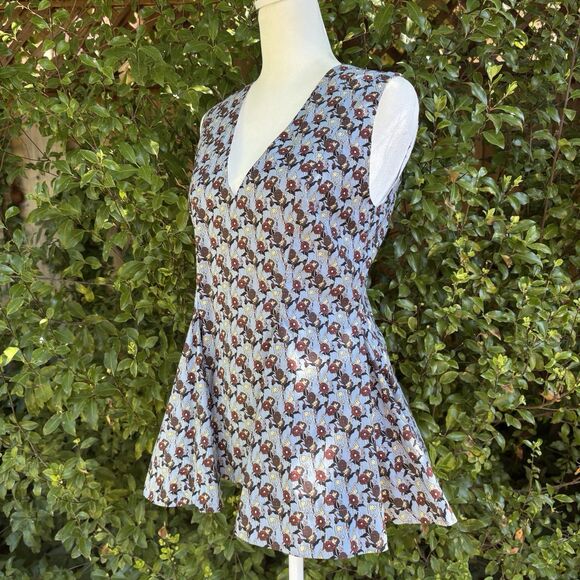 Marni Italy Tunic Top V Neck Sleeveless Floral Print Blouse Size 38 - Picture 2 of 12